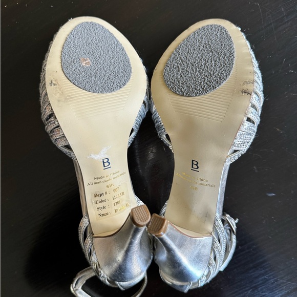 Bakers Size 6.5 Silver Sequin Ankle Strap Heels (with non slip pad on bottoms) - Picture 6 of 6